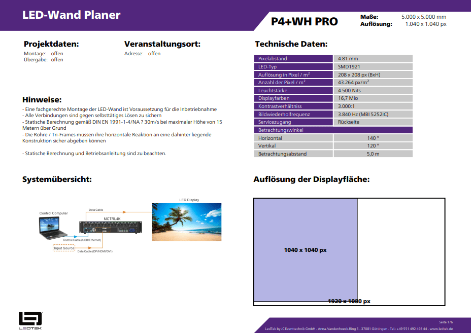 LED-Technik Eventplaner LED-Wand Planer Startseite