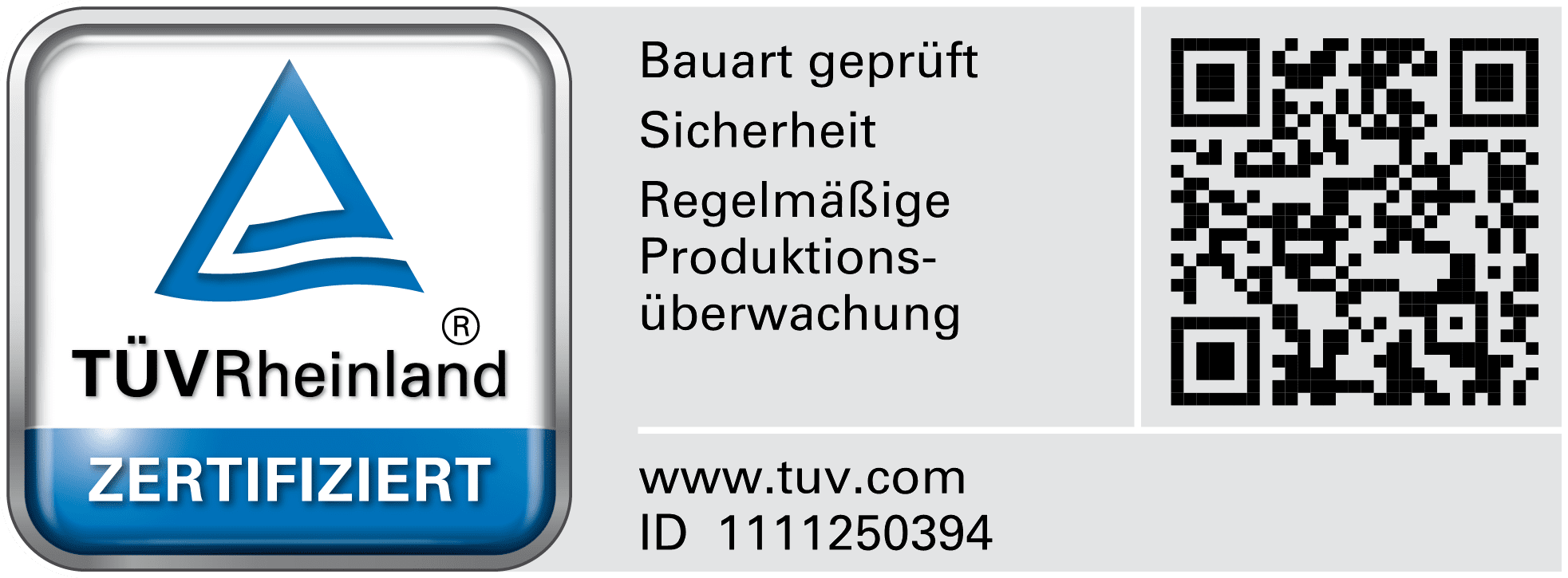 TR-Testmark 1111250394_DE_CMYK_with-QR-Code TÜV Rheinland Bauart Prüfzeichen