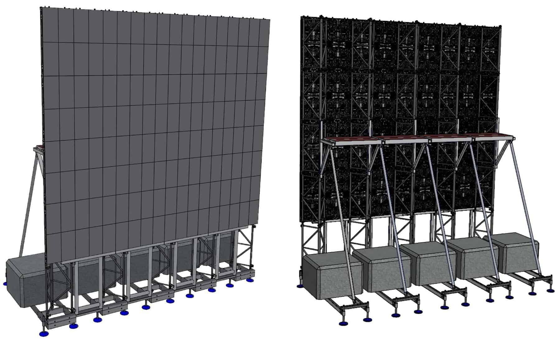 Zeichnung des LEDTEK Tri-Frame Ständerwerks